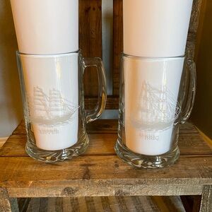 Vintage Heavy Glasses Ship Glasses - Bar Glasses - Beer Mugs - Set of 2